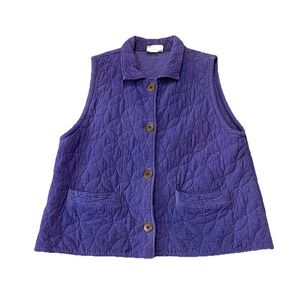 Eucalyptus Purple Cotton Corduroy Quilted Vest Women's Sz XS Made In Guatemala